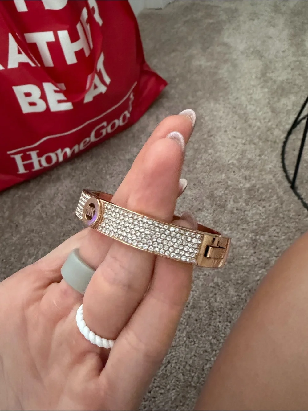 Michael Kors Rose Gold Tone Watch with Brown Leather Strap